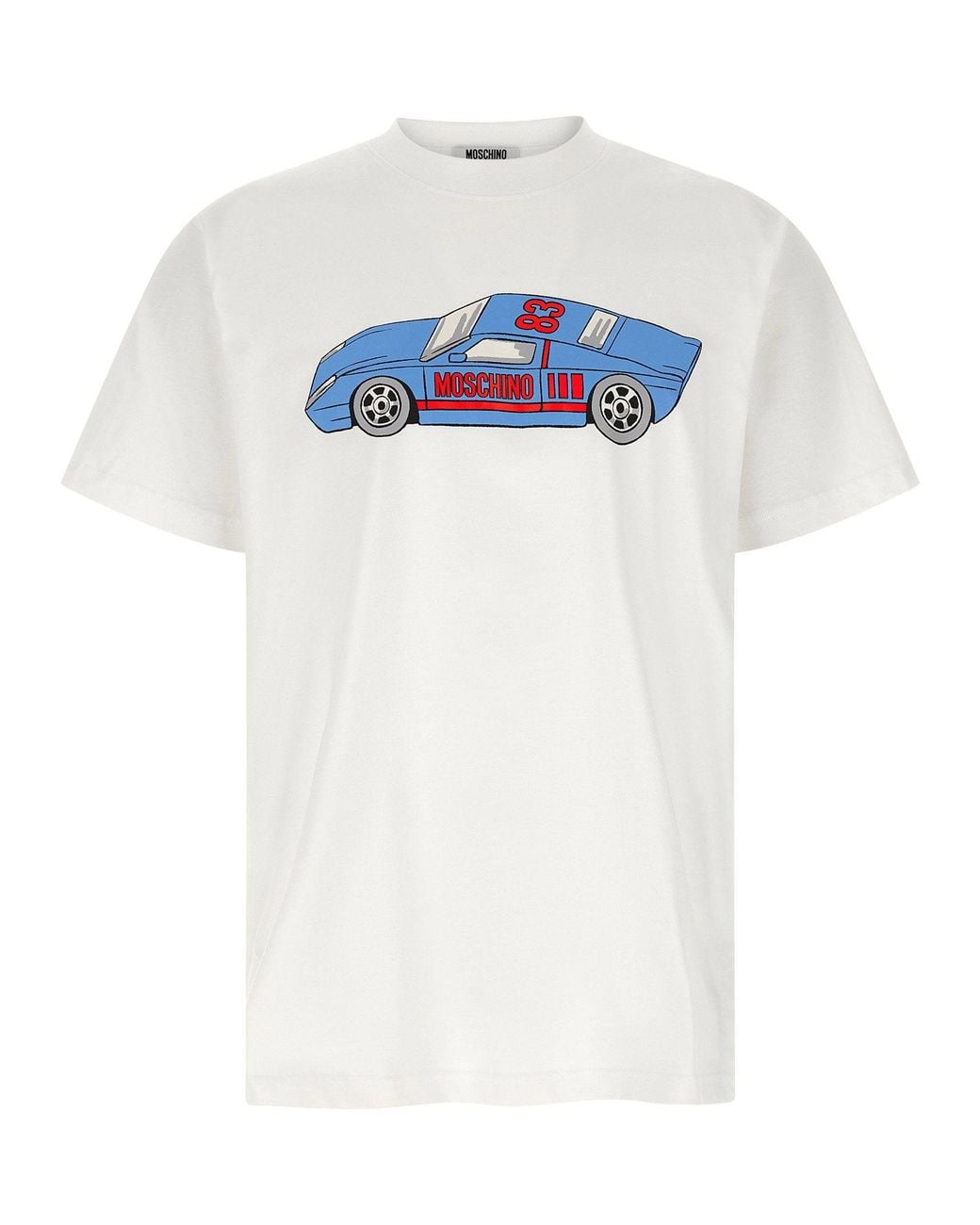 Moschino White Car-Printed T-Shirt