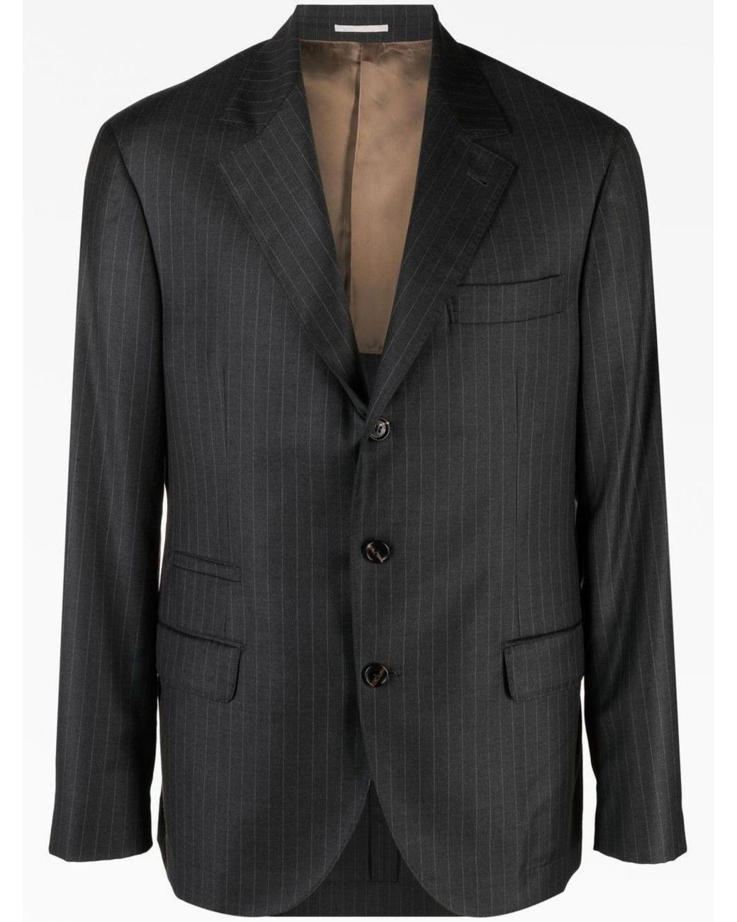 Brunello Cucinelli Black Pinstripe Tailored Jacket for men