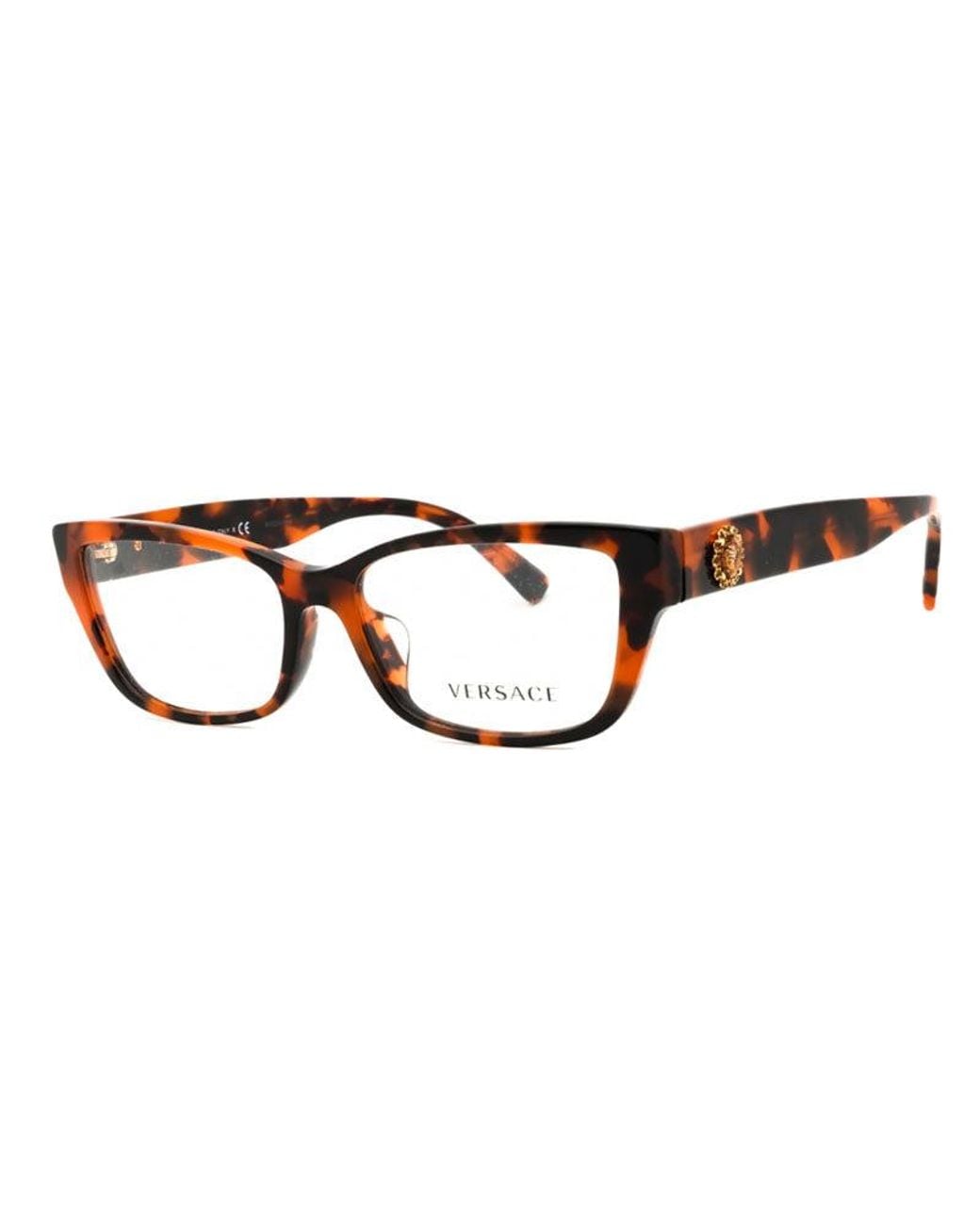 Versace Brown Eyeglasses Cat Eye Full Rim, Dark Havana Frame And Clear Demo Lenses Lens Ve3284Ba944