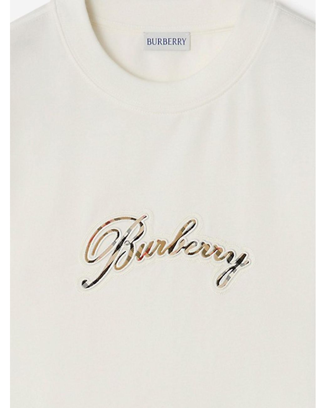 Burberry Natural Cotton T-Shirt With Logo