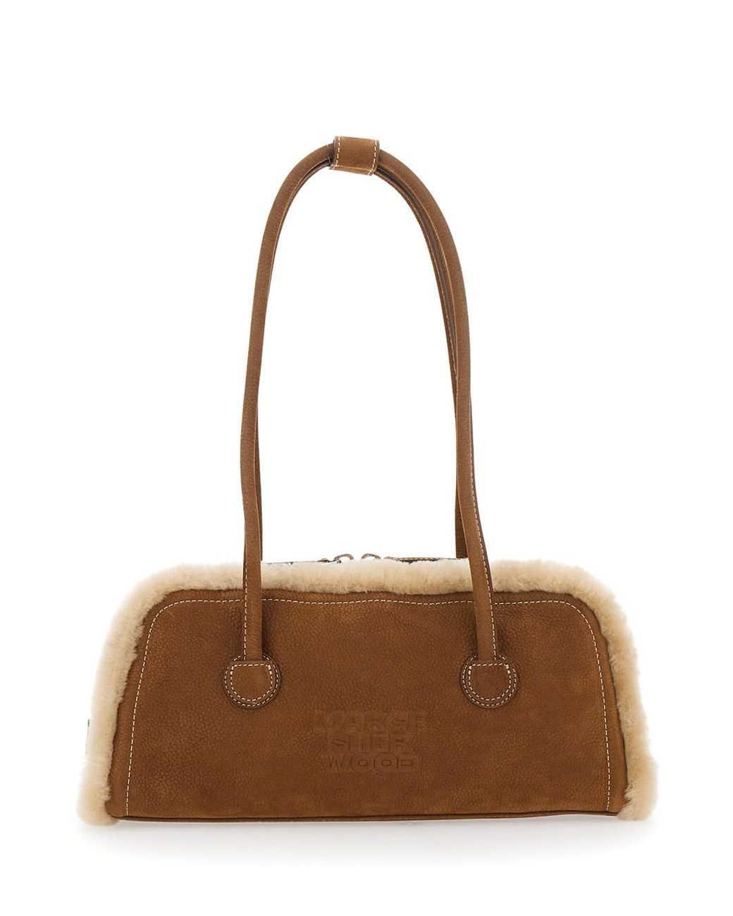 MARGE SHERWOOD Brown Shoulder Bag Shearling And Nubuck Cow Leather