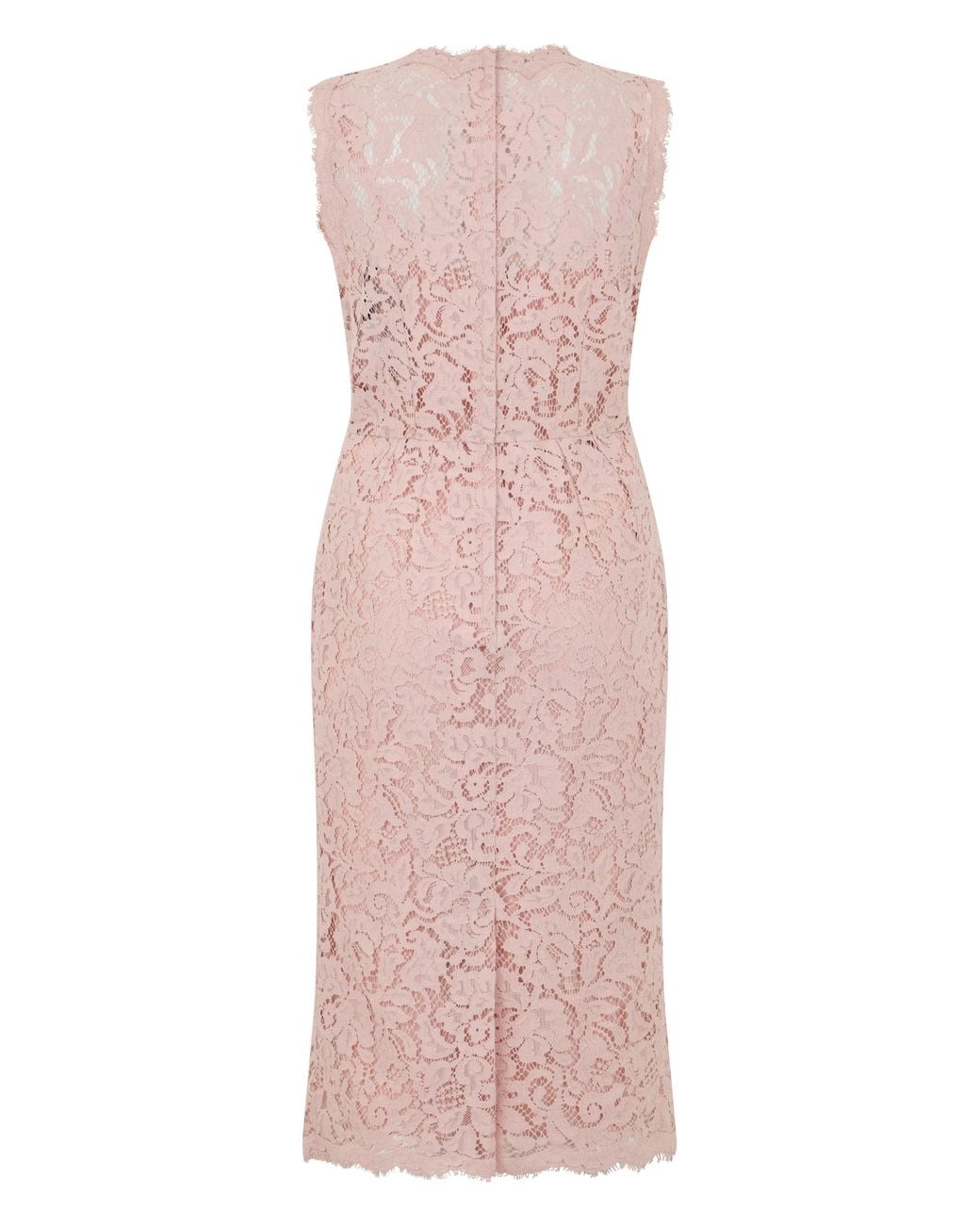 Dolce & Gabbana Pink Midi Dress Lace Cotton
