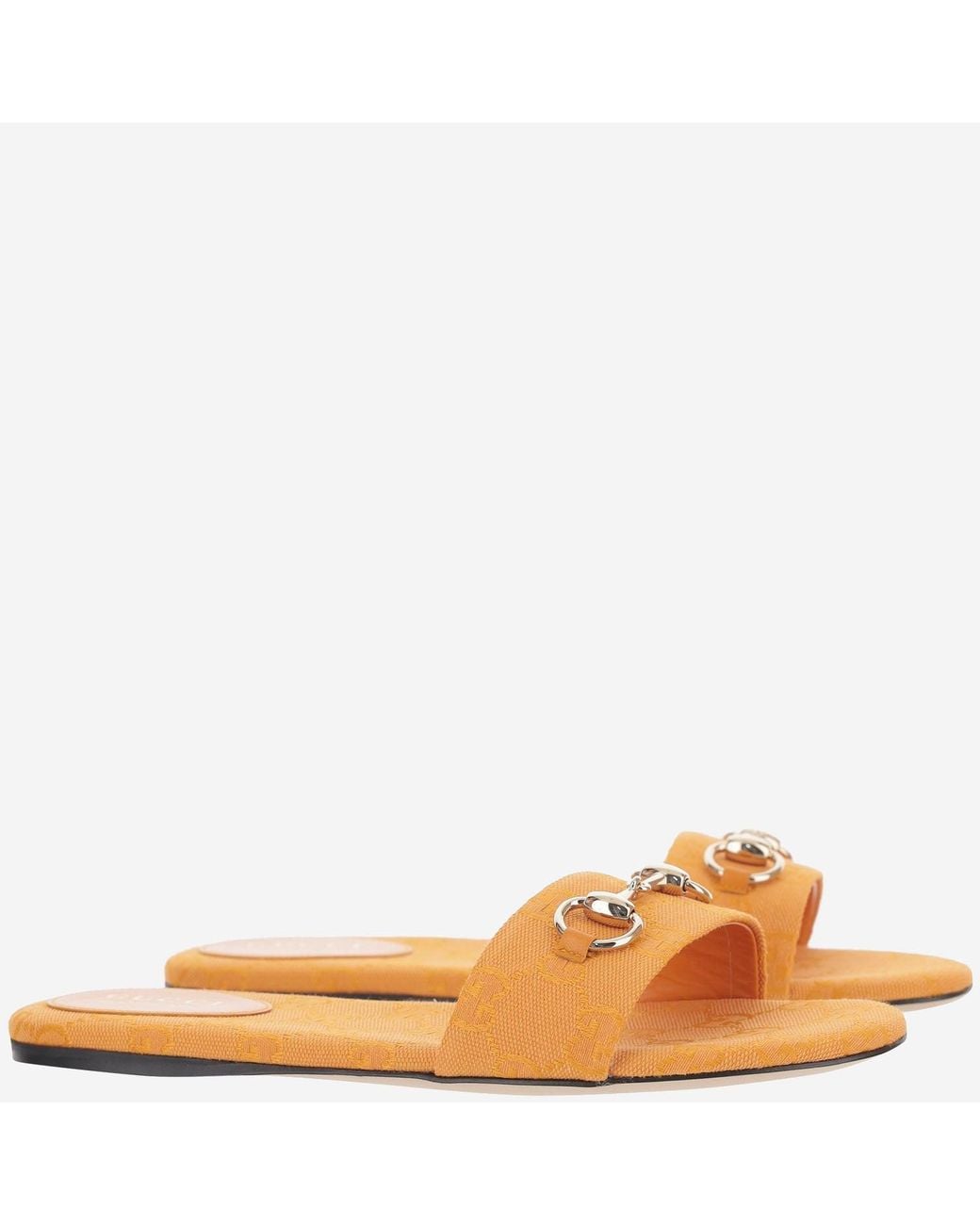 Gucci Orange Canvas Slide Sandals Fabric