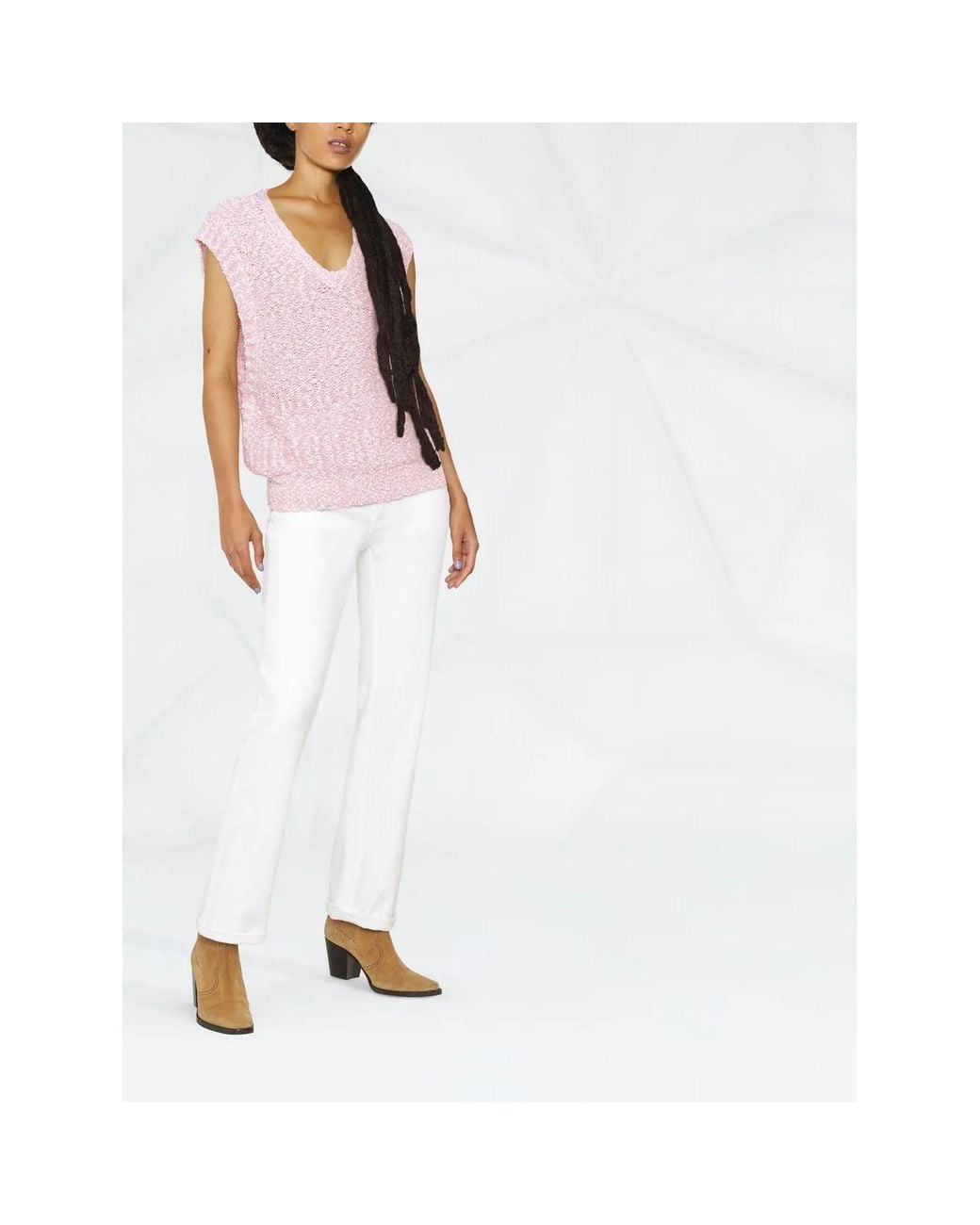 Ferragamo White Without Sleeves V-Neck