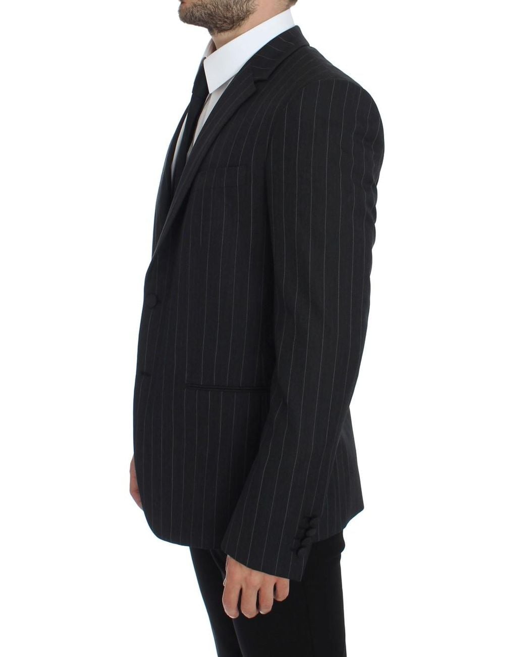 Dolce & Gabbana Multicolor Striped Slim Fit Wool Blazer Gray Gtt10078 for men