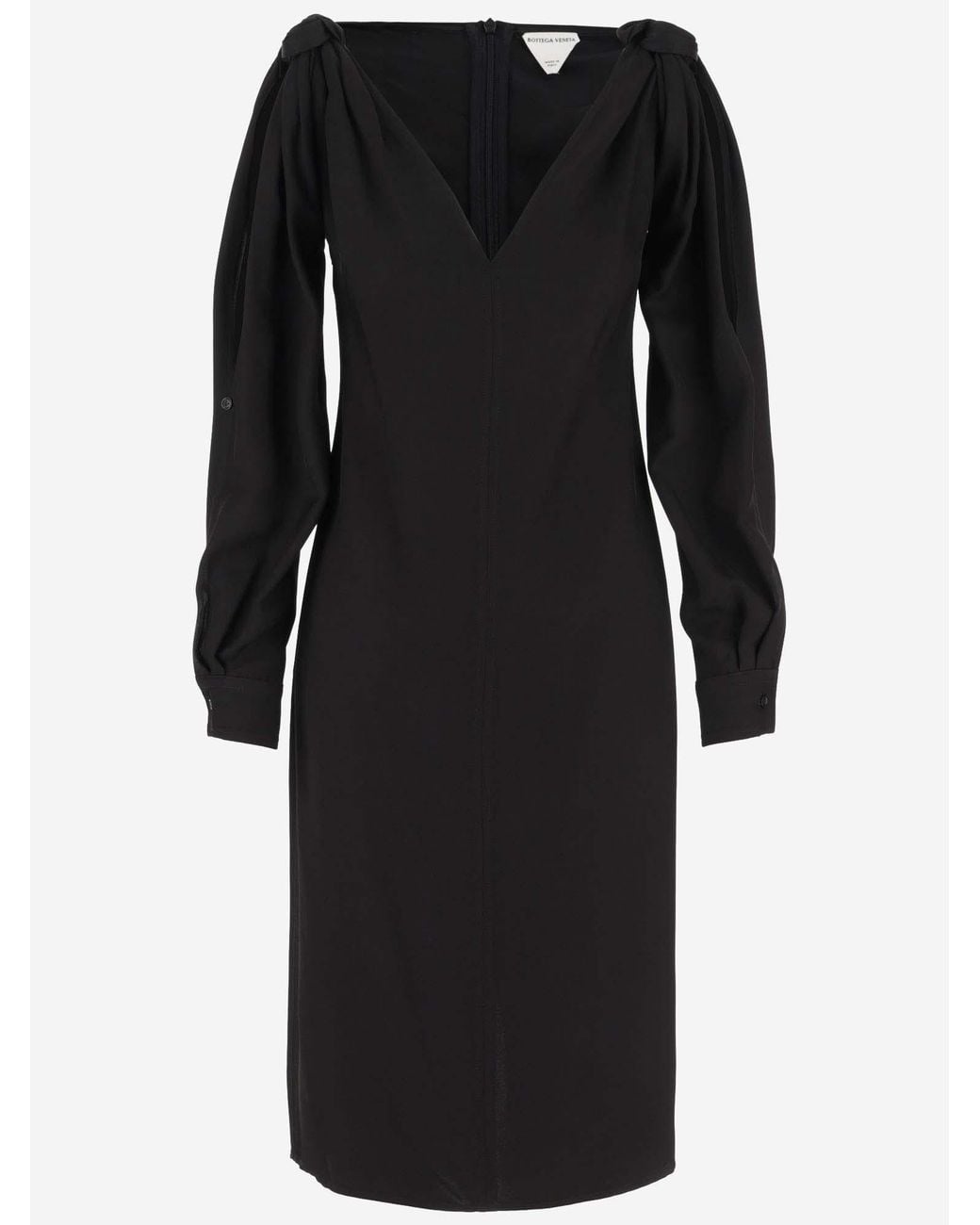 Bottega Veneta Black Viscose Midi Dress