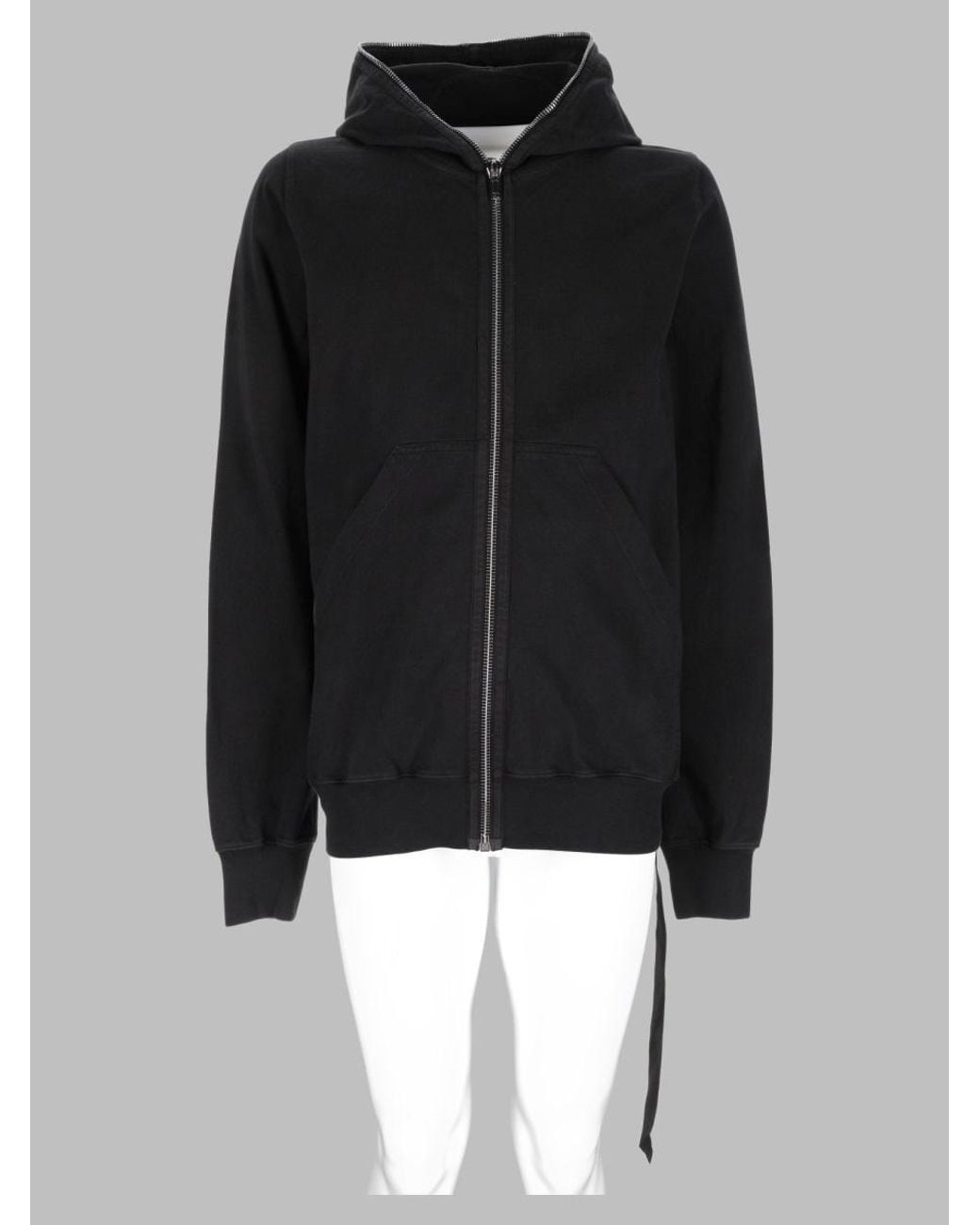 Rick Owens Black Hooded Sweatshirt Gimp Cotton T-Shirts And Polos for men