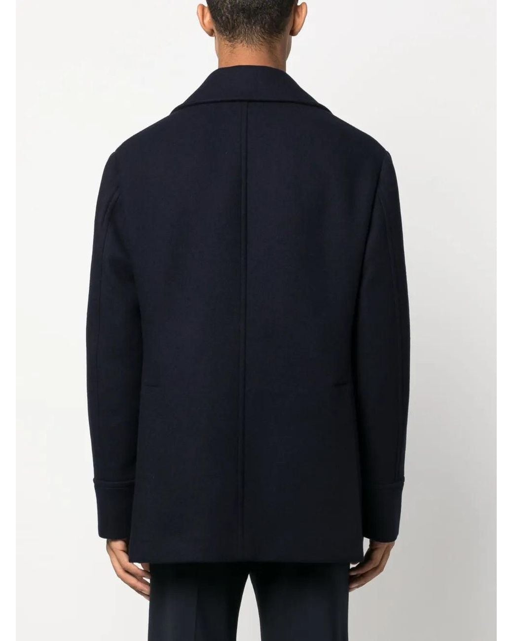 Brunello Cucinelli Blue Wool Pea Jacket Clothing for men