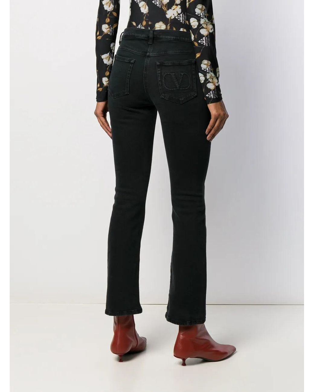 Valentino Black Slim-Fit Poem Detail Jeans Clothing