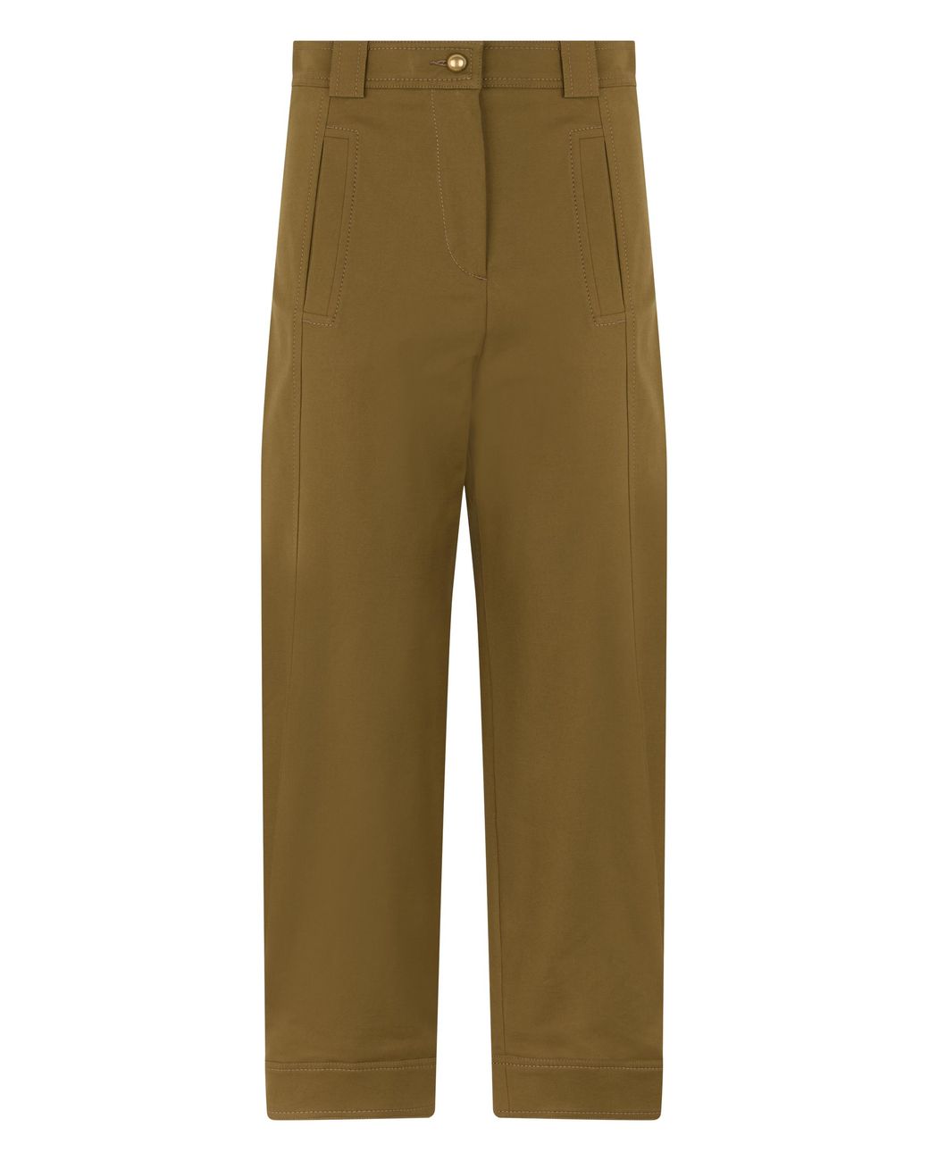 Max Mara Green Trousers High-Waist Straight Cotton