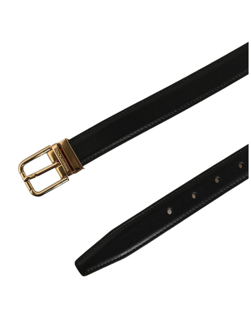 Dolce & Gabbana Metallic Classic Leather Tone Buckle Belt Calf