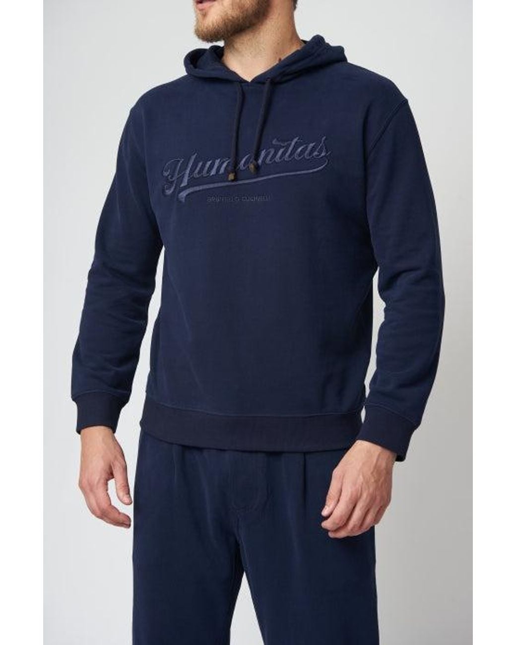Brunello Cucinelli Blue Hooded Sweatshirt Clothing for men