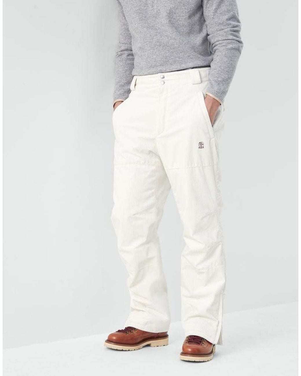 Brunello Cucinelli White Off Relaxed Cotton Trousers for men