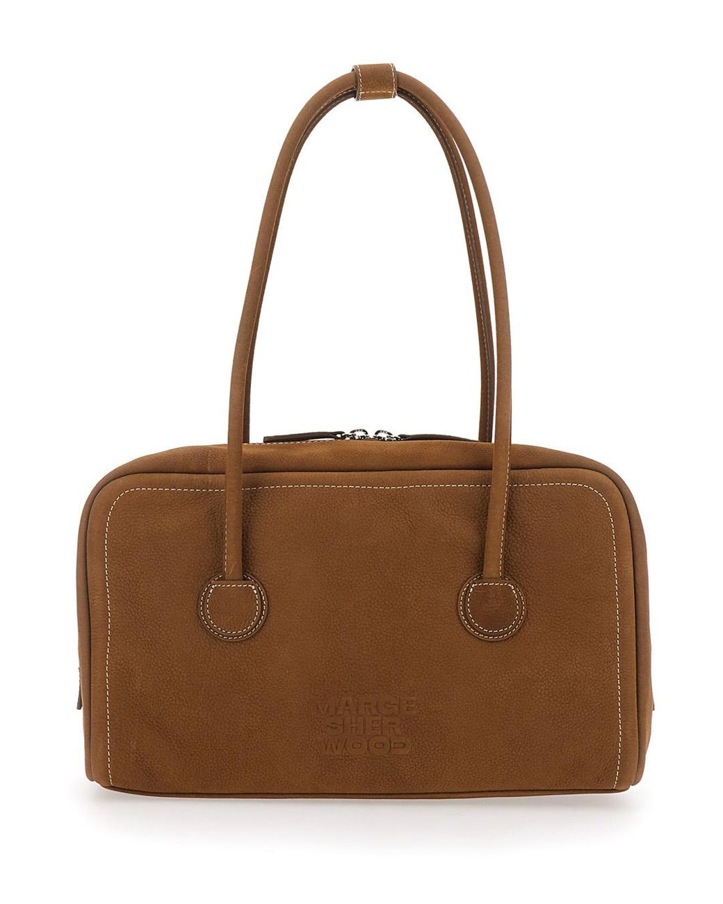 MARGE SHERWOOD Brown Shoulder Bag Soft Boston With Leather Top Closure For Cow
