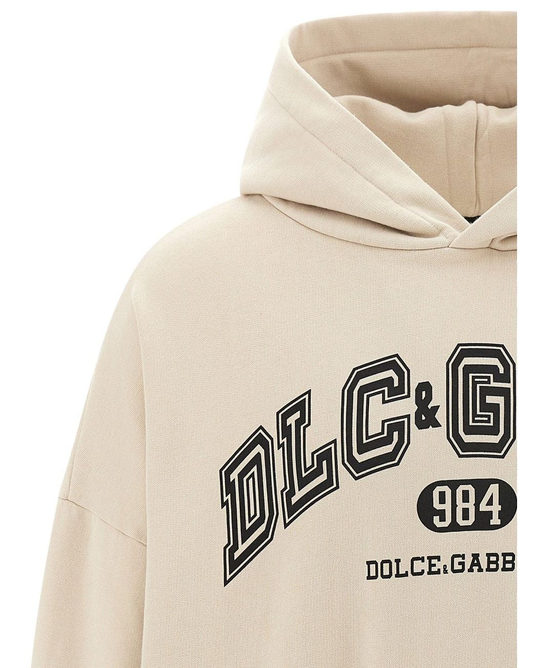 Dolce & Gabbana Natural Dolce & Gabbana Logo-Print Fleece Hoodie