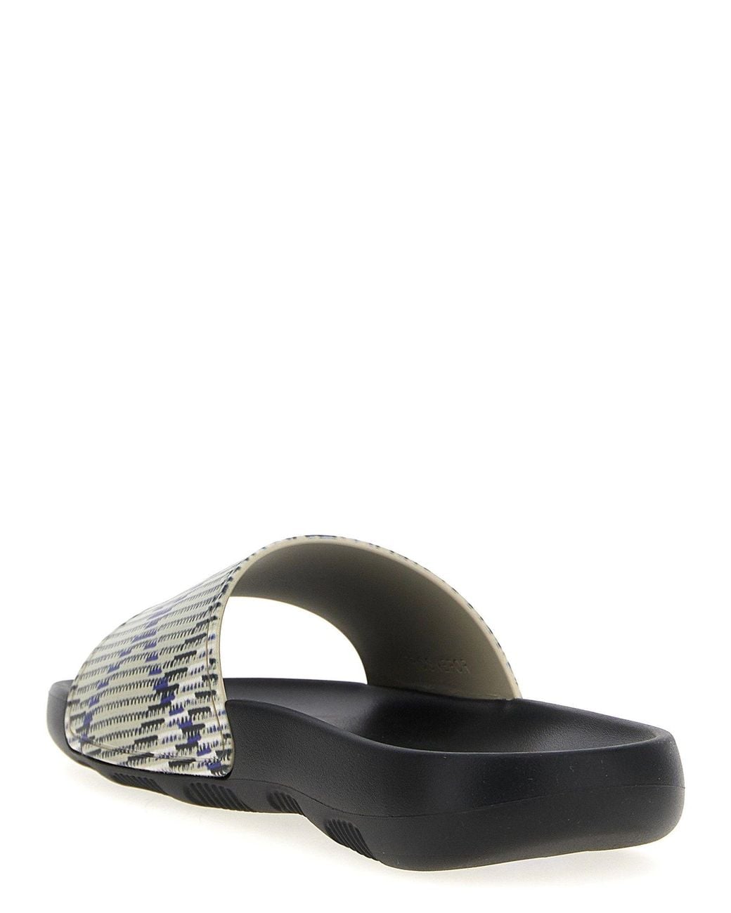 Burberry White Dive Check Sandals