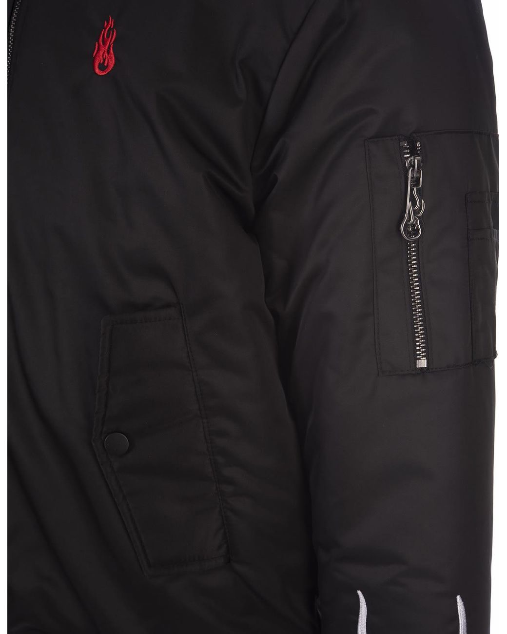 VISION OF SUPER RED FLAMES BOMBER JACKET Man Black