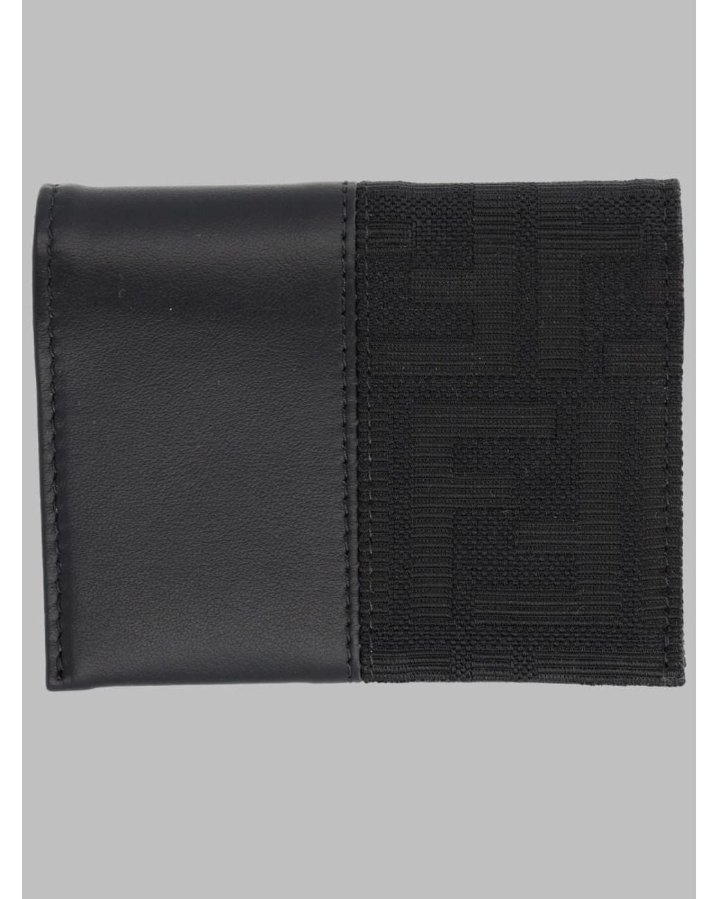 Fendi Black Ff Jacquard Card Holder Polyester Cotton/Calf Leather Wallets & Purses for men
