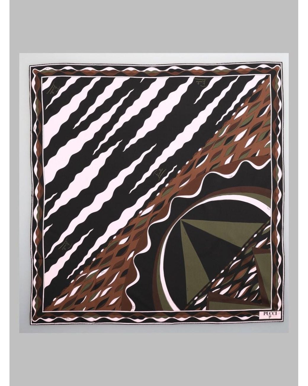 Emilio Pucci Black Printed Silk Scarf Scarfs