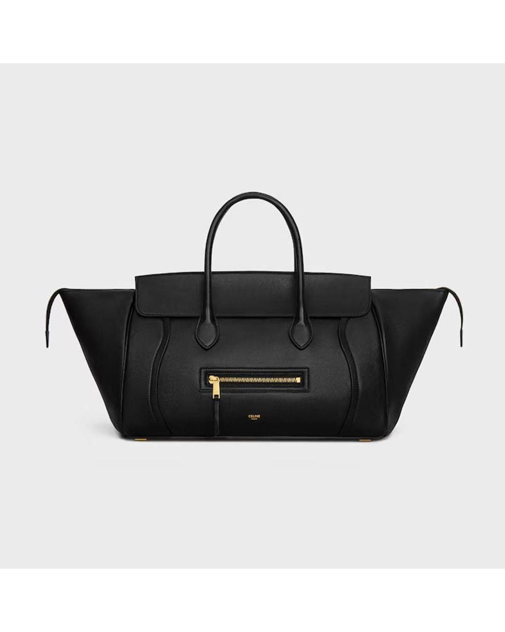 Céline Black Celine Structured Leather Trapezoid Top Handle Bag