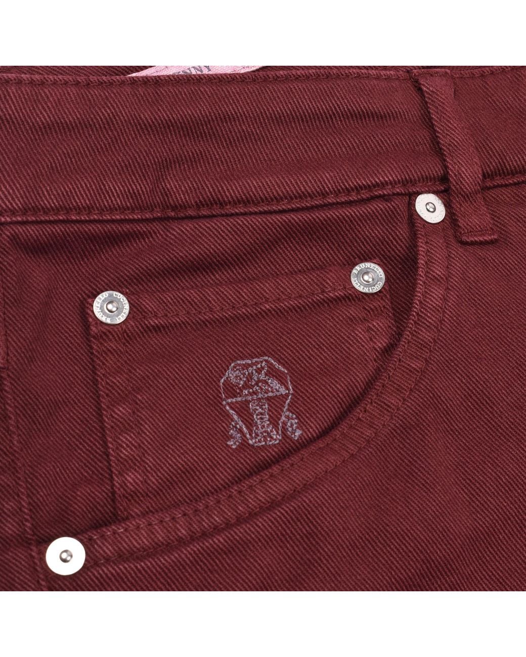 Brunello Cucinelli Red Skinny Cotton Stretch Trousers for men