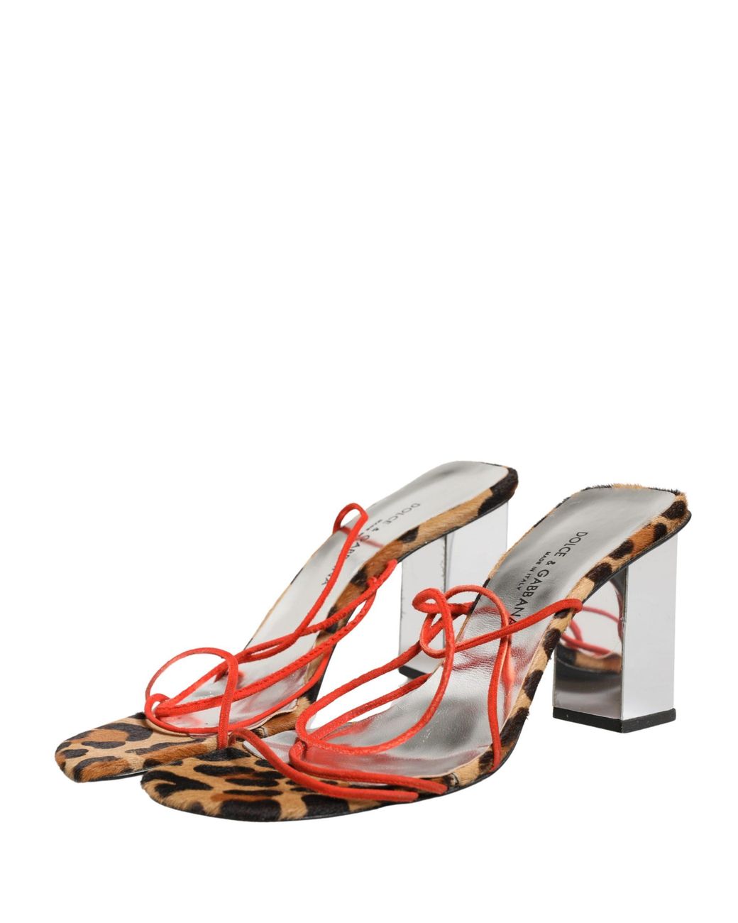 Dolce & Gabbana Black Leather Block Heels Sandals Shoes