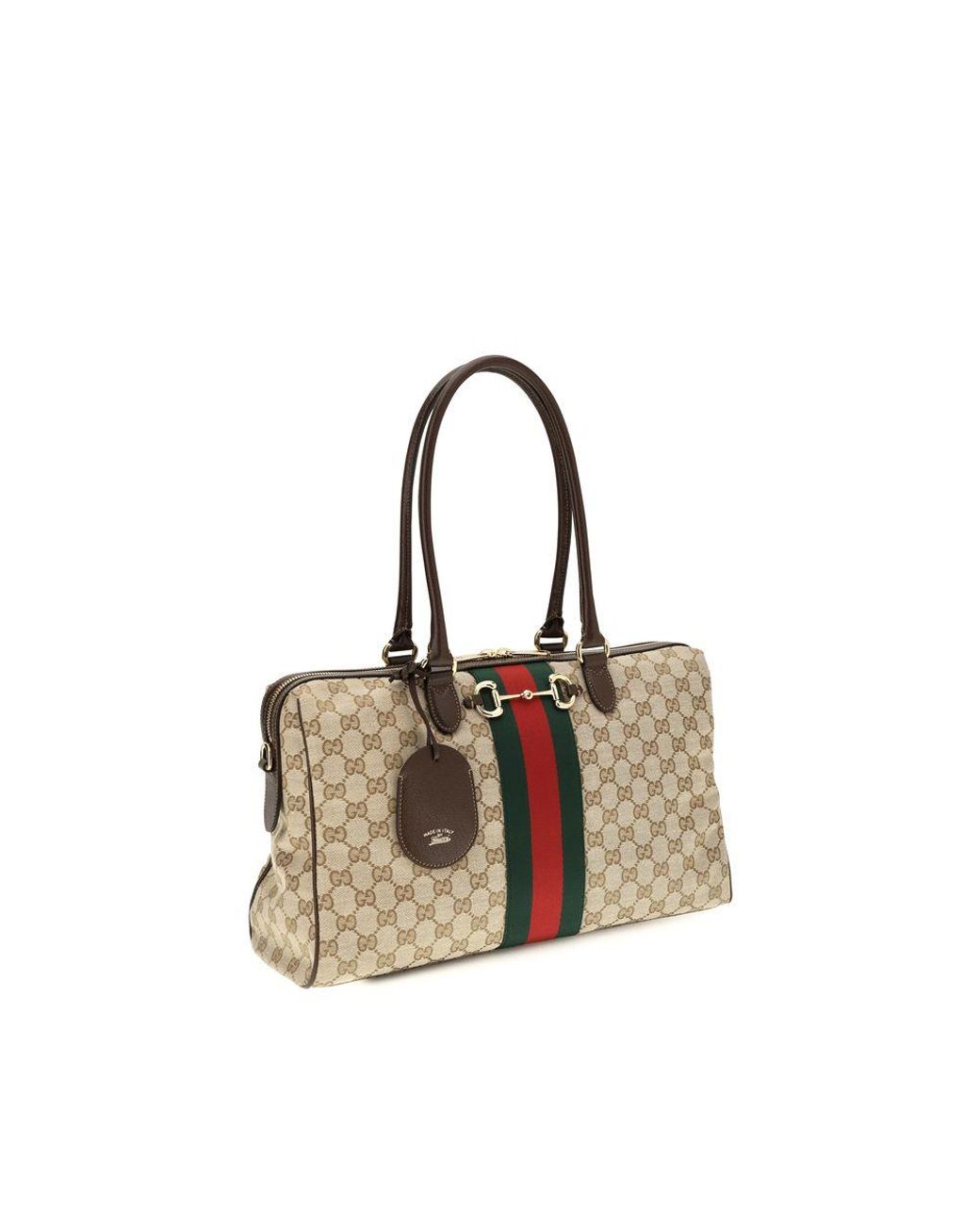 Gucci Natural Gucci Gg Canvas With Web Stripe Top Handle Bag