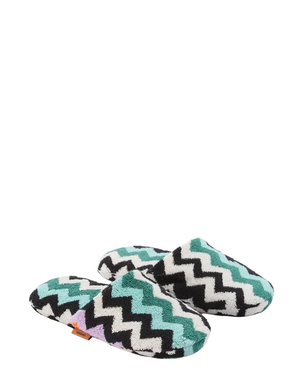 Missoni Green Missoni Home Chevron-Knit Fabric Slippers