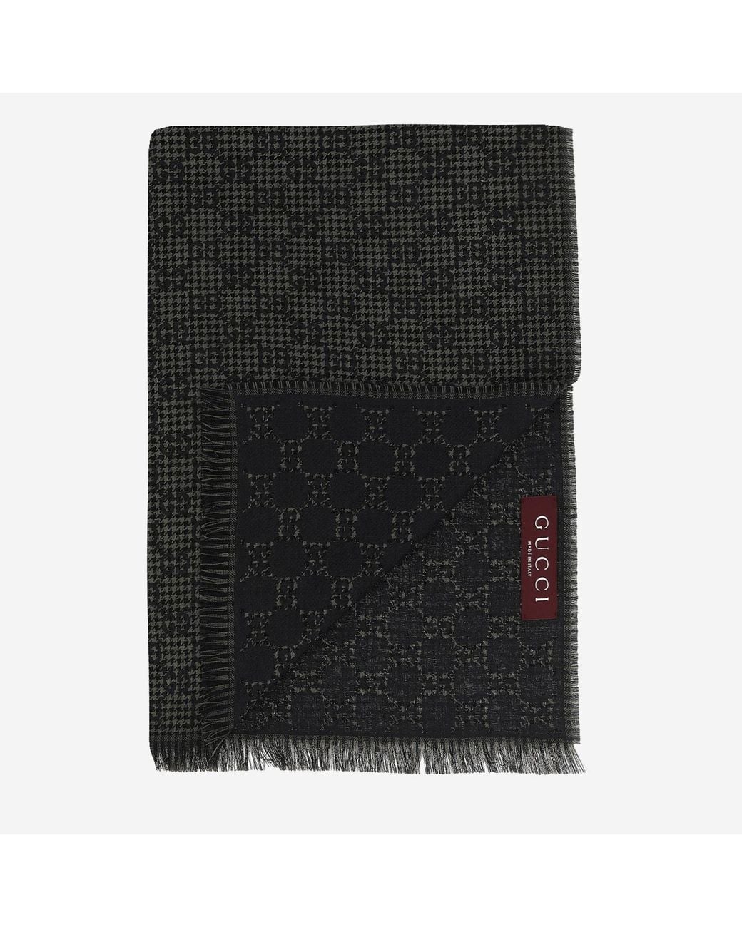 Gucci Gray Wool And Silk Shawl With Gg Motif Scarf for men