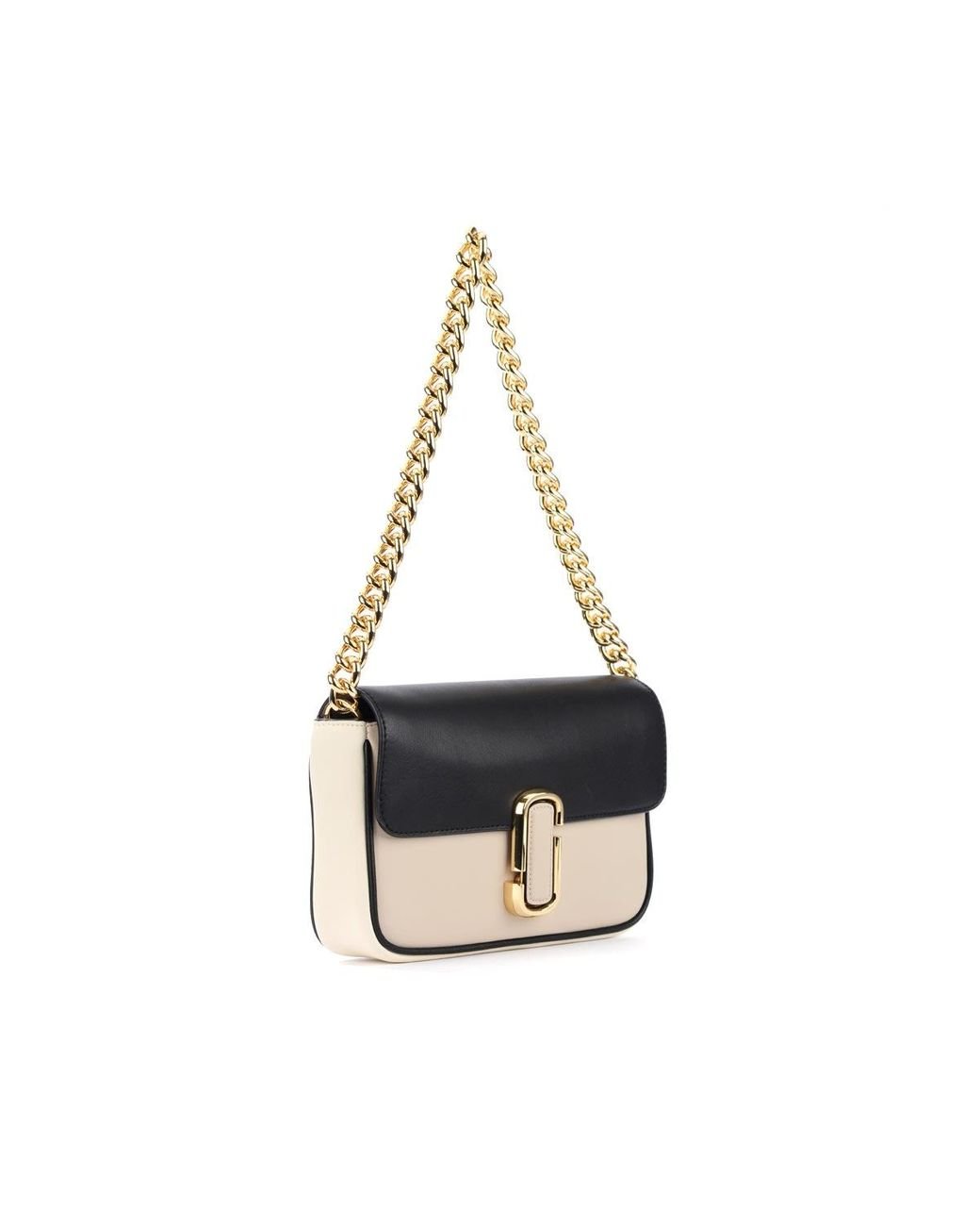 The Two Fold of Marc Jacobs - Trapez-shaped white bag in grained leather  with yellow inner lining for women