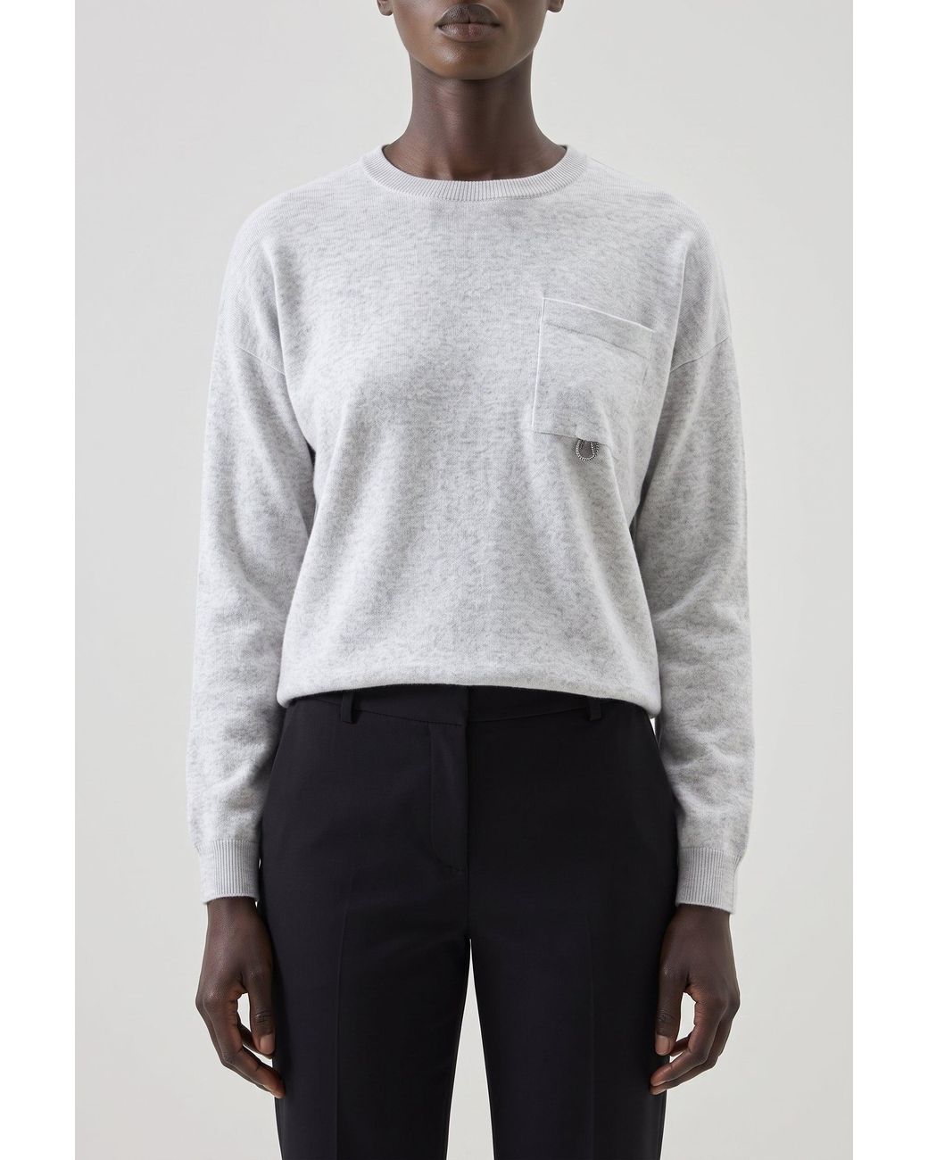 Brunello Cucinelli Gray Light Wool Silk Sweater