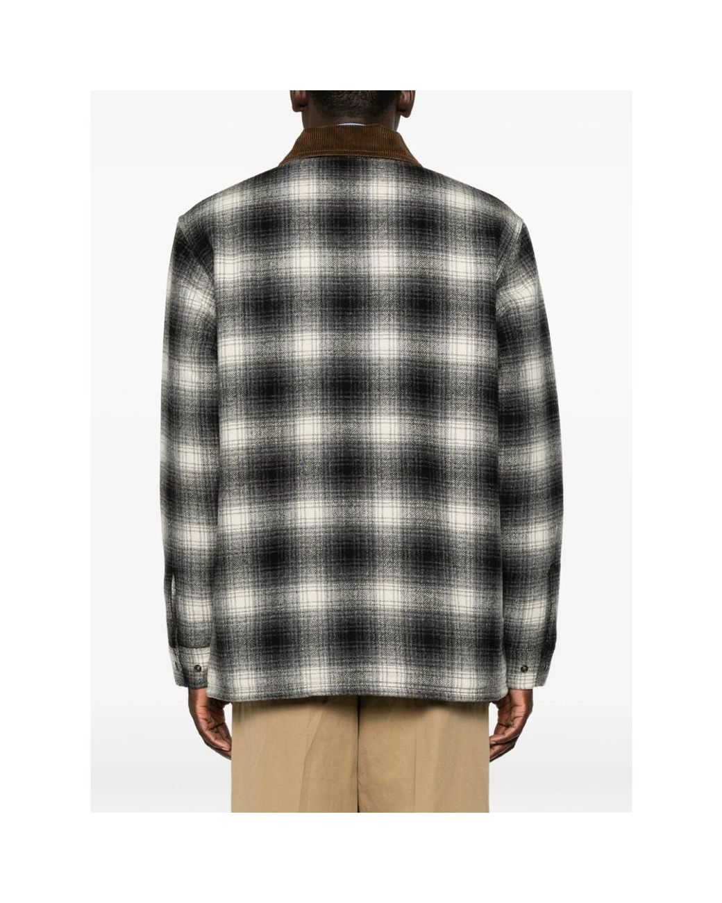 Filson Gray Check-Pattern Corduroy-Collar Jacket for men