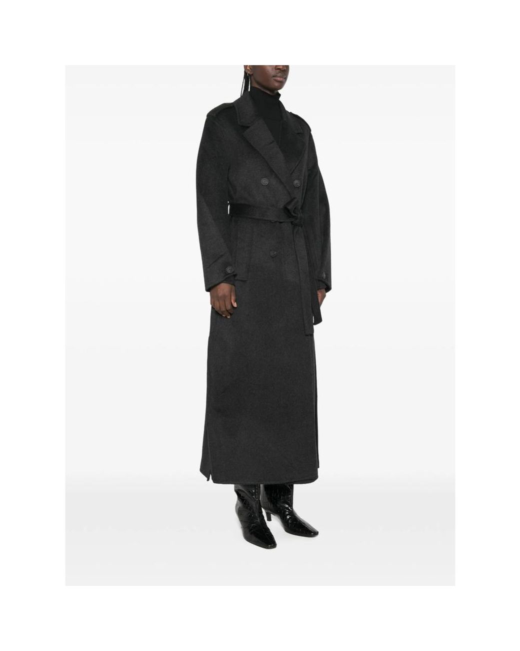 The Dynamis Studio Black Double-Breasted Belted Coat