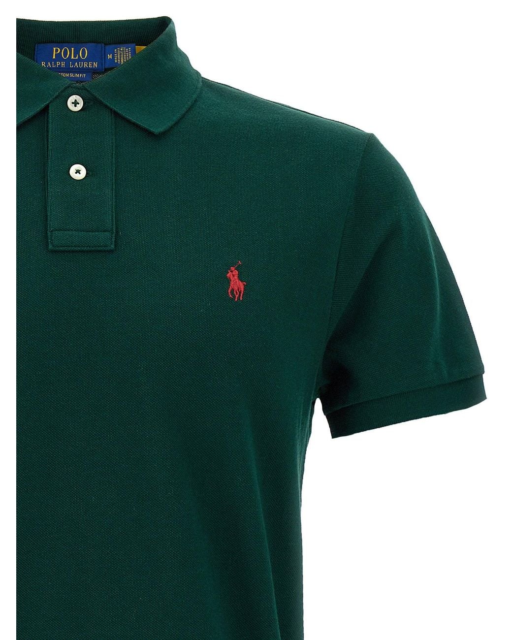 Polo Ralph Lauren Green Logo-Embroidered Piqué Polo for men