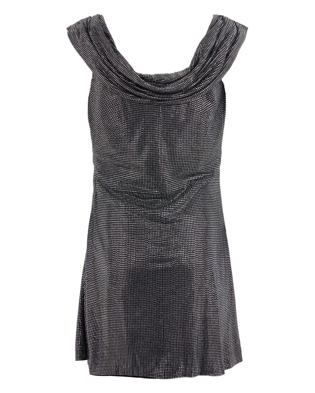 GIUSEPPE DI MORABITO Gray Mini Dress With Rhinestones, Viscose