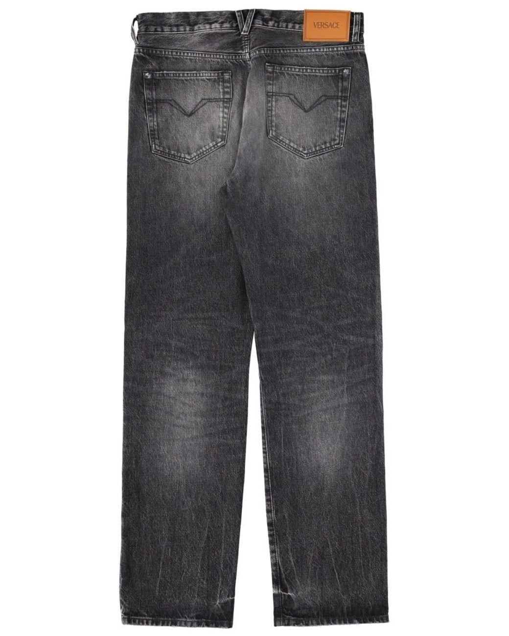 Versace Gray Jeans With "Medusa" Detail for men
