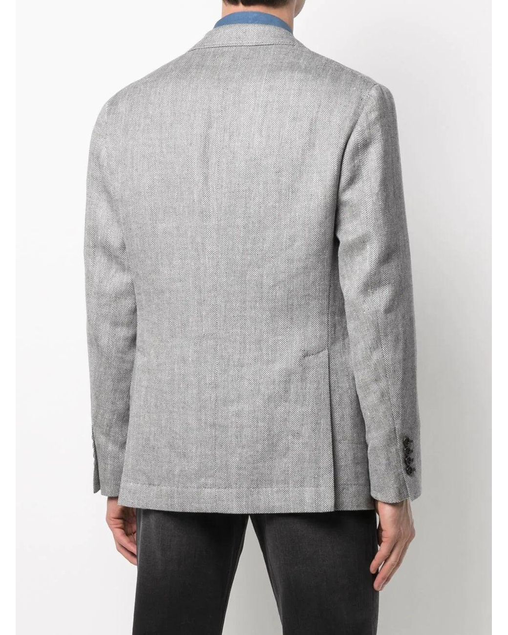 Brunello Cucinelli Gray Linen Wool Blazer for men