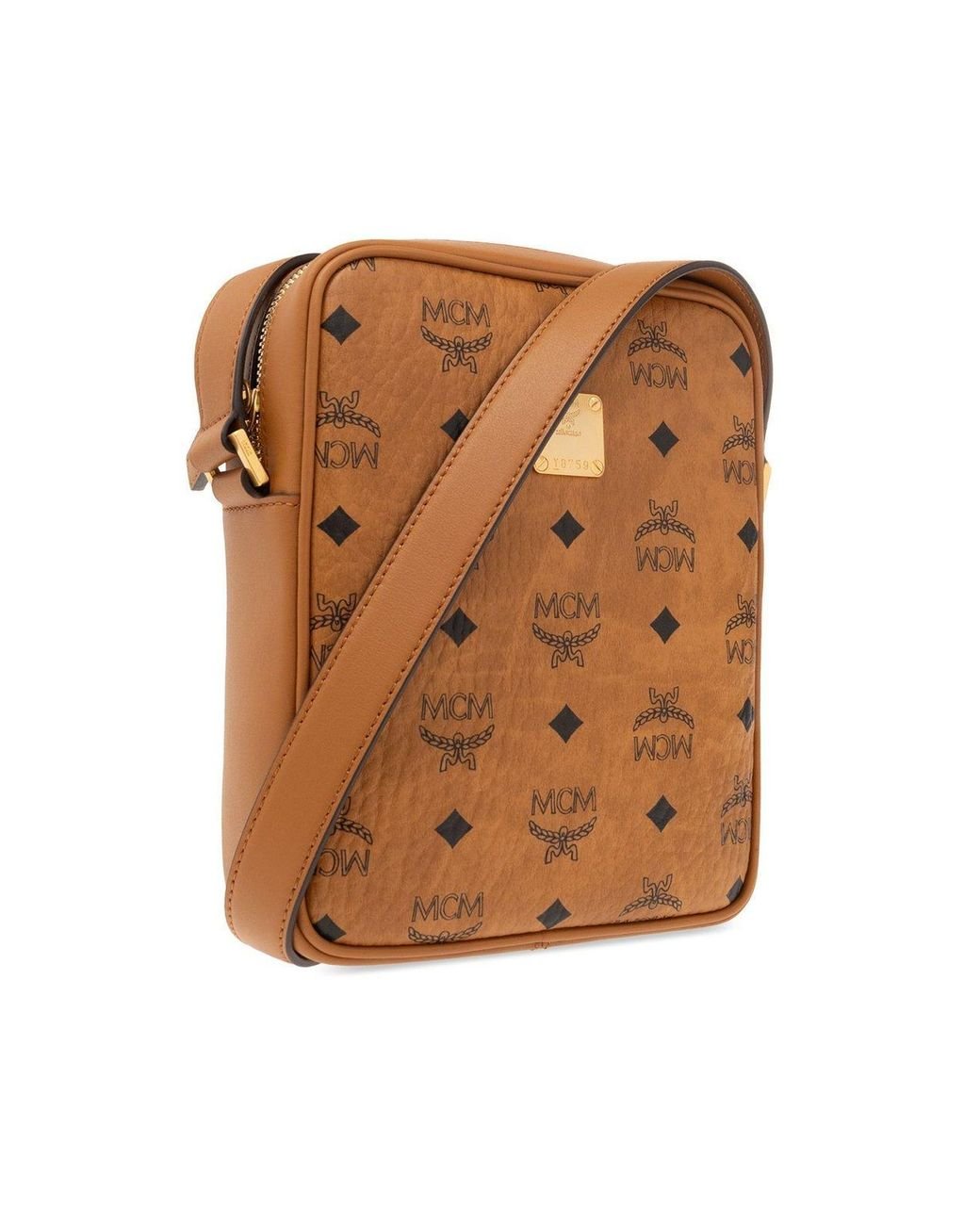 MCM Logo Plaque Zip-Up Crossbody Bag in Brown for Men | Lyst
