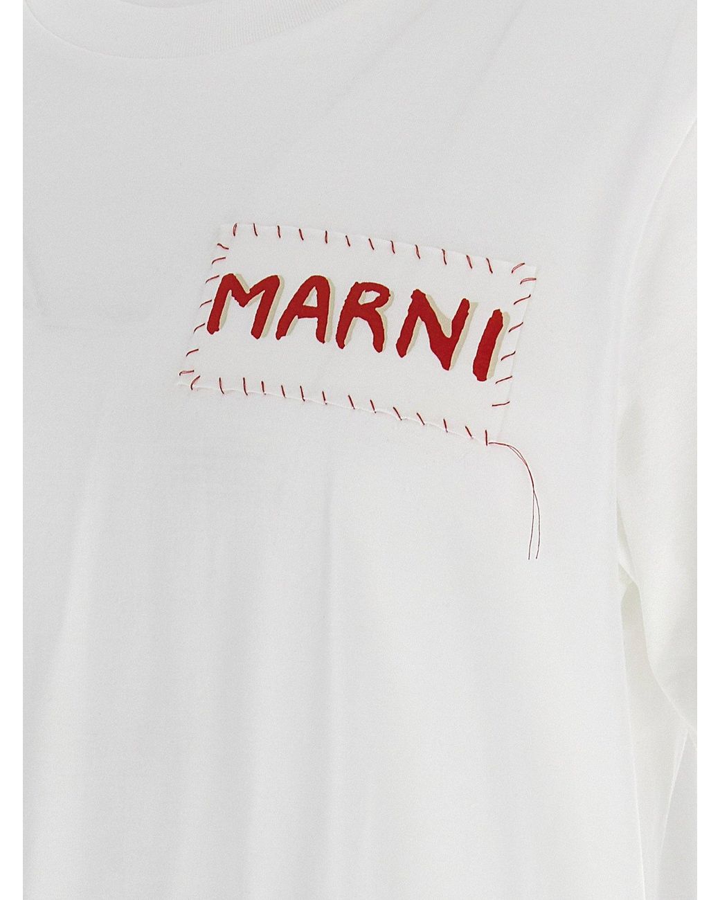Marni White Logo Patch T-Shirt for men
