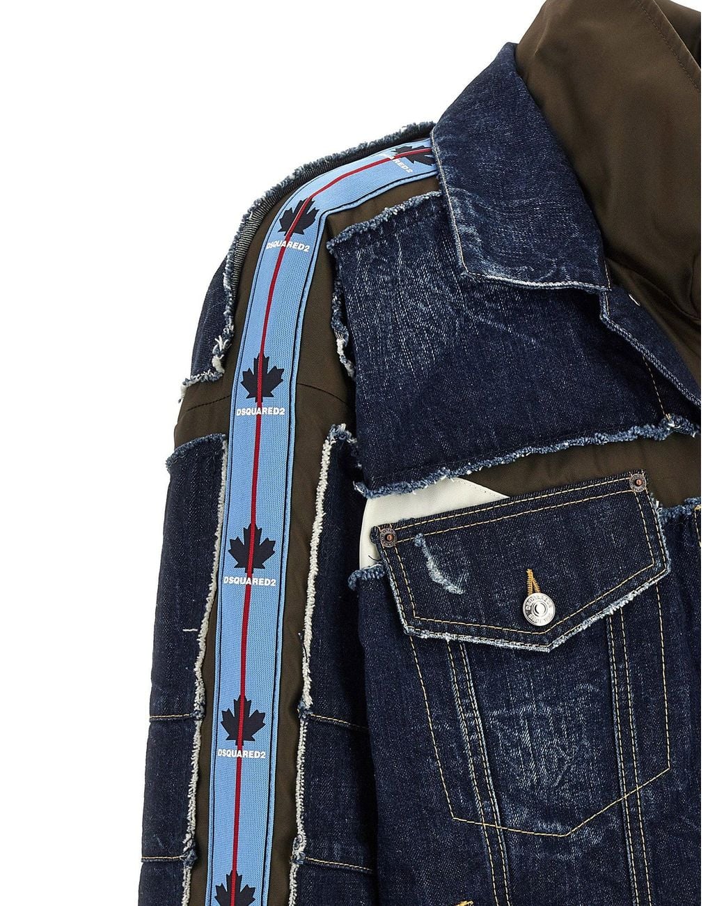 DSquared² Blue Layered Denim And Canvas Hybrid Jacket for men