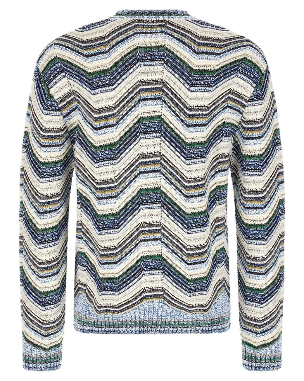 Missoni Blue Missoni Geometric Zigzag Wool-Blend Sweater for men