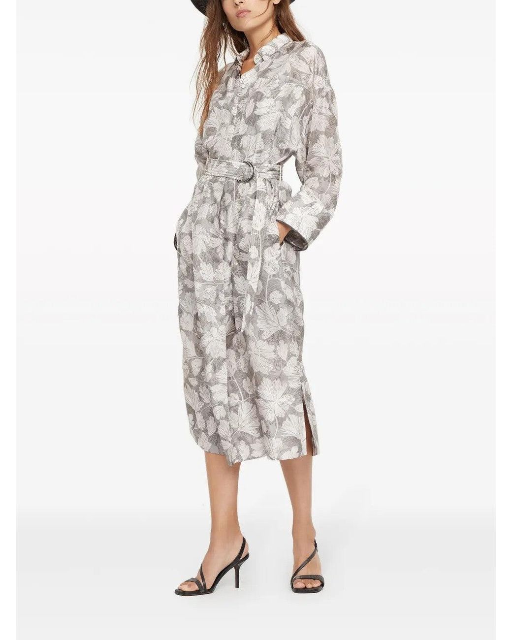 Brunello Cucinelli Natural Light Silk Shirt Dress