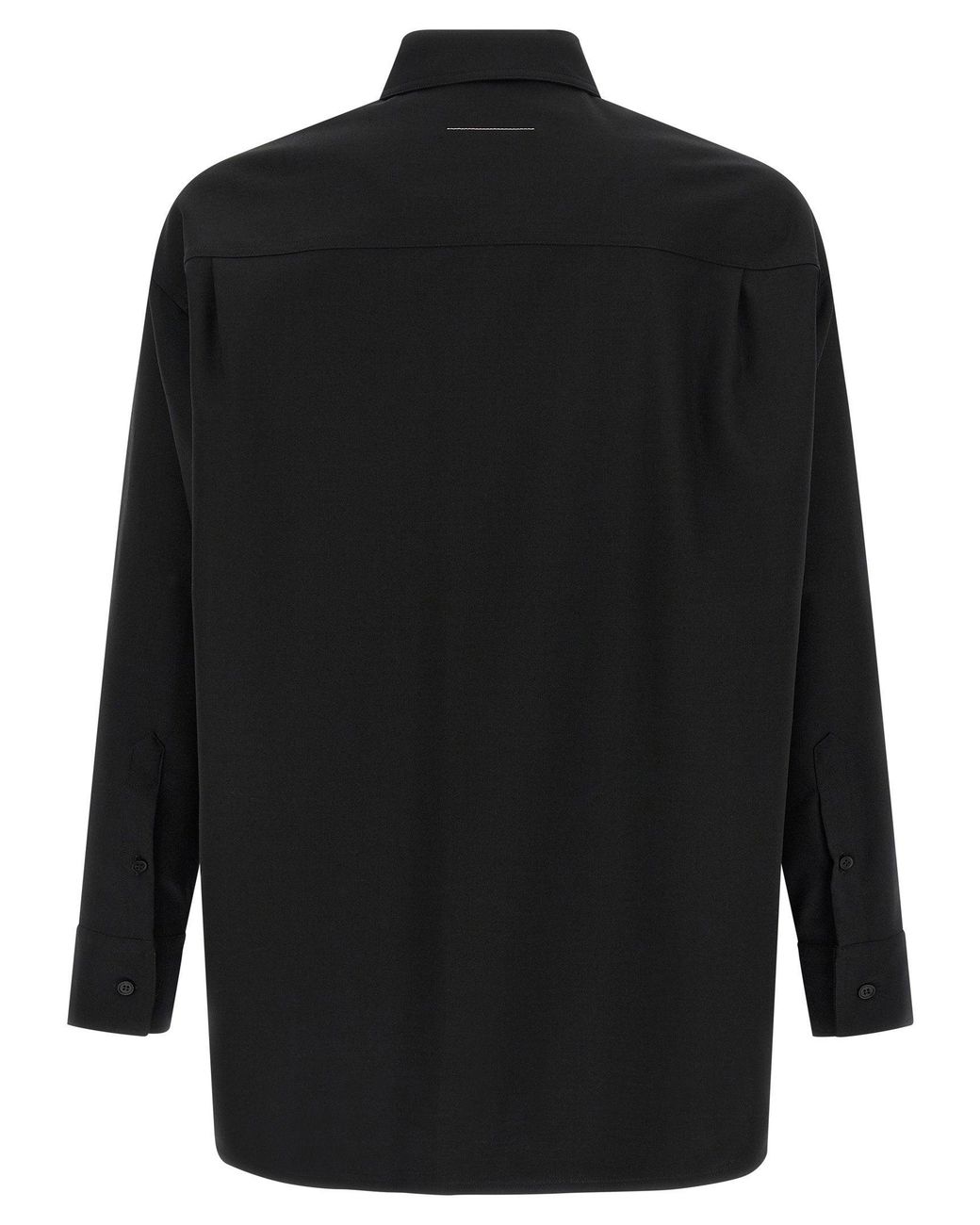 MM6 by Maison Margiela Black Wool-Blend With Jacquard Labels Shirt