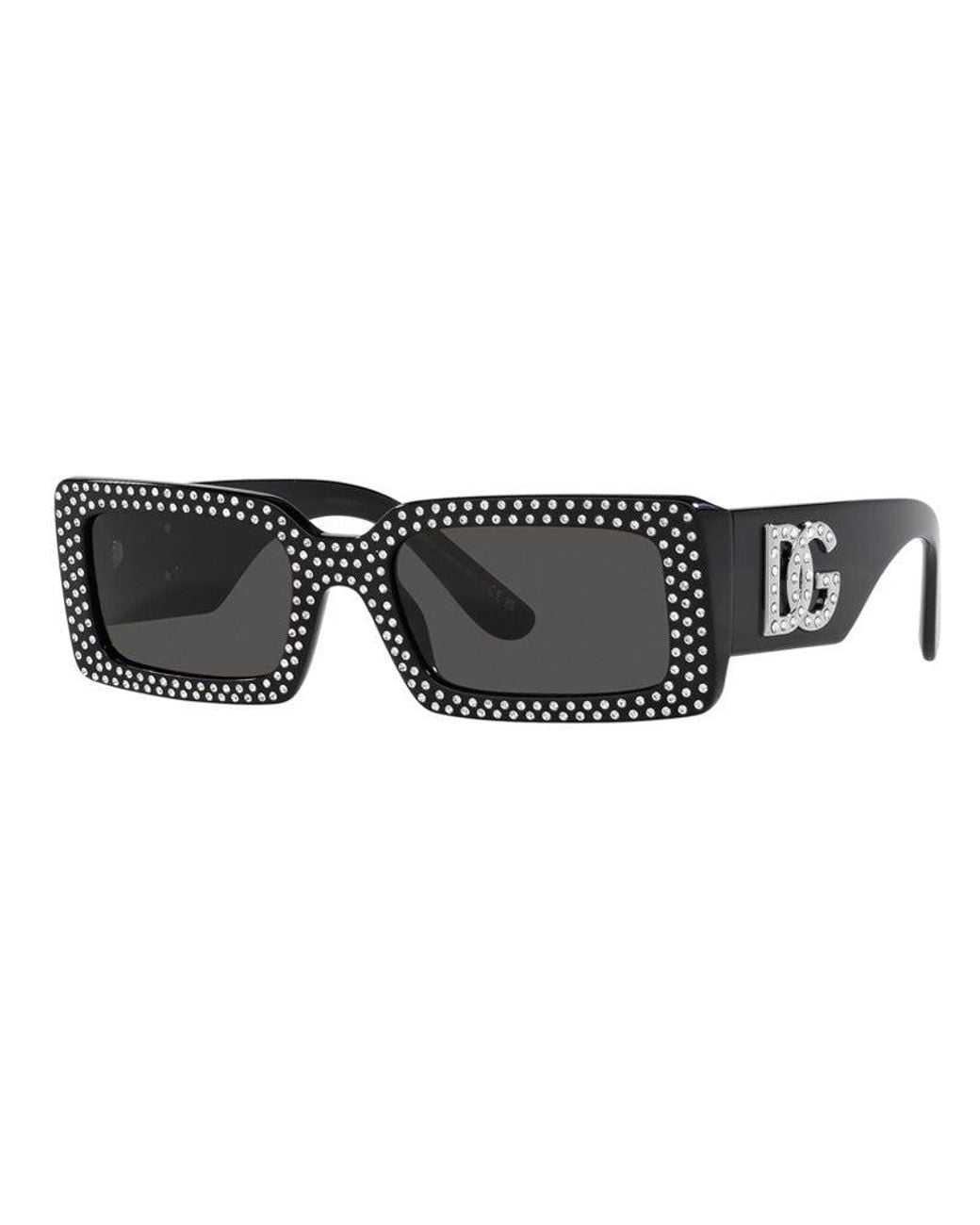 Dolce & Gabbana Black Sunglasses Rectangle Full Rim, Frame And Dark Lens Dg4447B501-87