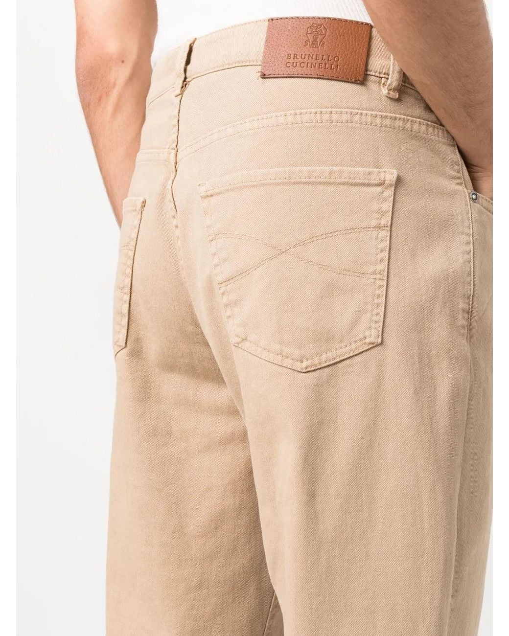 Brunello Cucinelli Natural Straight Leg Trousers for men