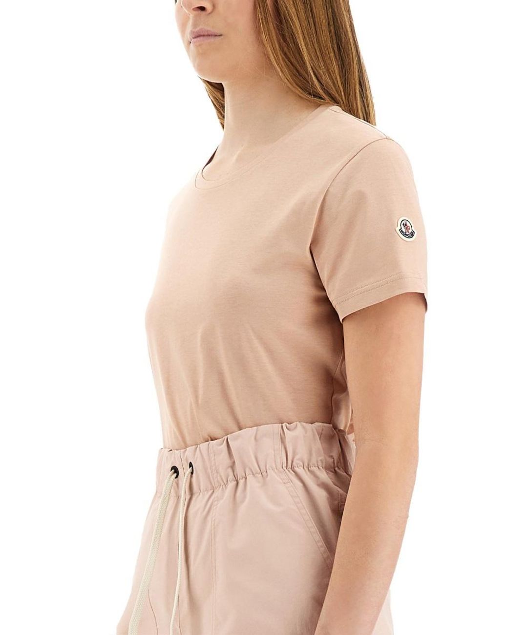 Moncler Natural Moncler Logo-Print Cotton T-Shirt