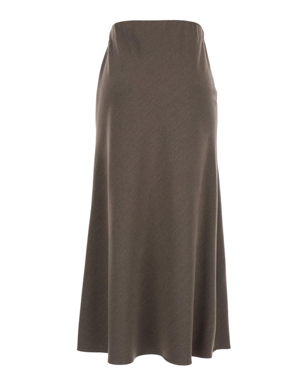 Le Plain Brown Long Skirt With Side Hook And Loop Closure