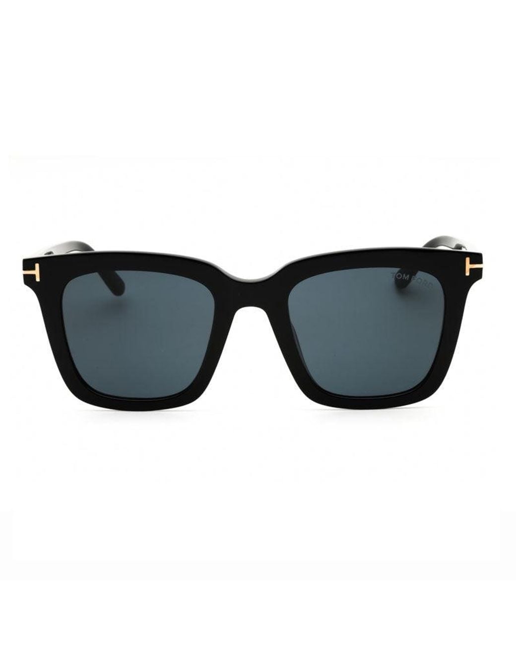 Tom Ford Black Sunglasses Square Full Rim, Shiny Frame And Smoke Lens Ft0970-K01A