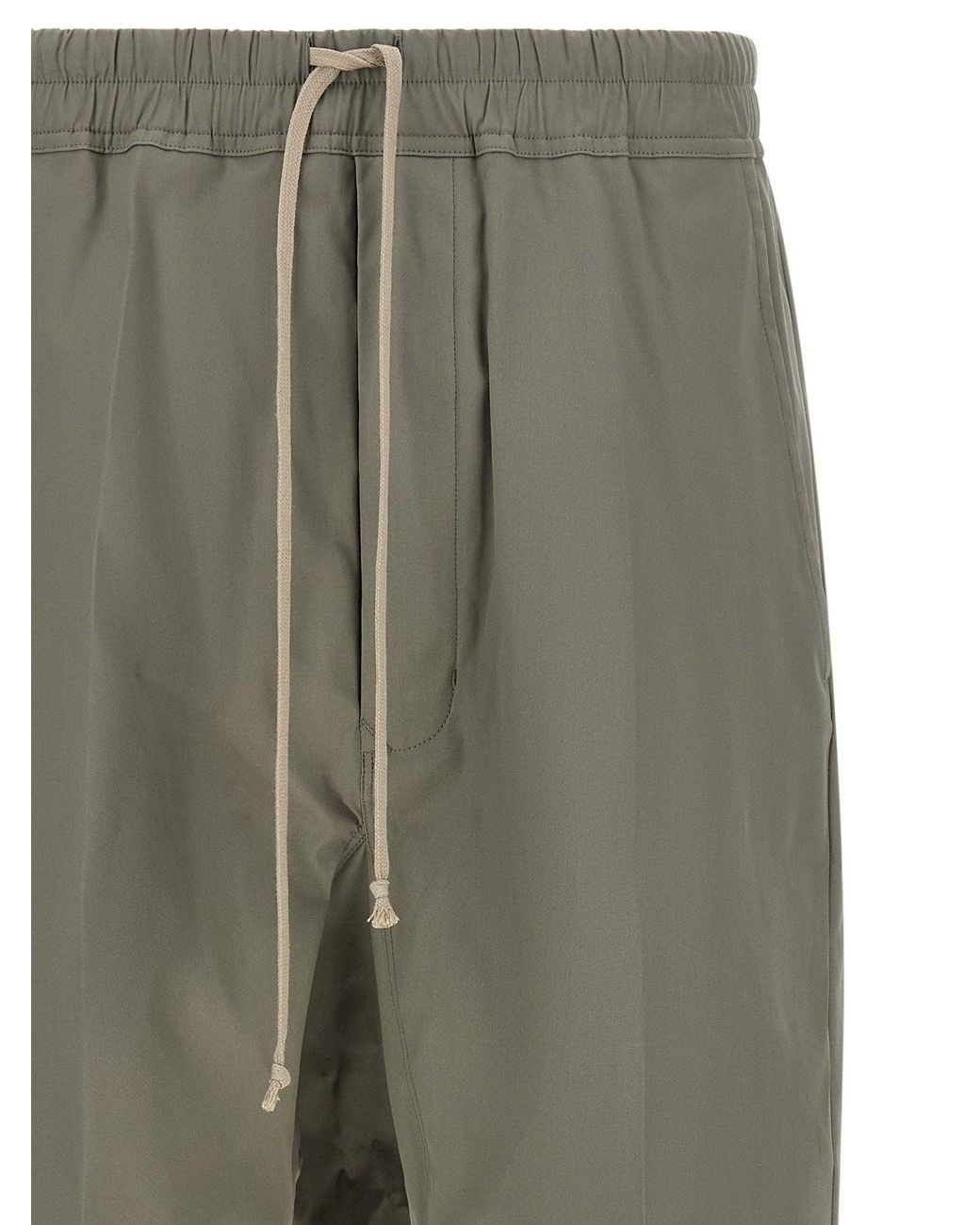 Rick Owens Green Drawstring Cropped Trousers