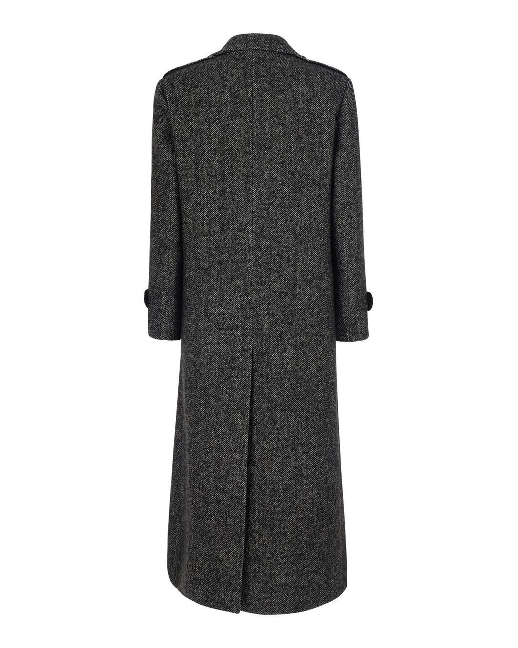 Le Plain Black Coat Double-Breasted Tech Fabric